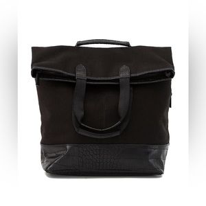 Beis Convertible Backpack In Black & Croc Trim